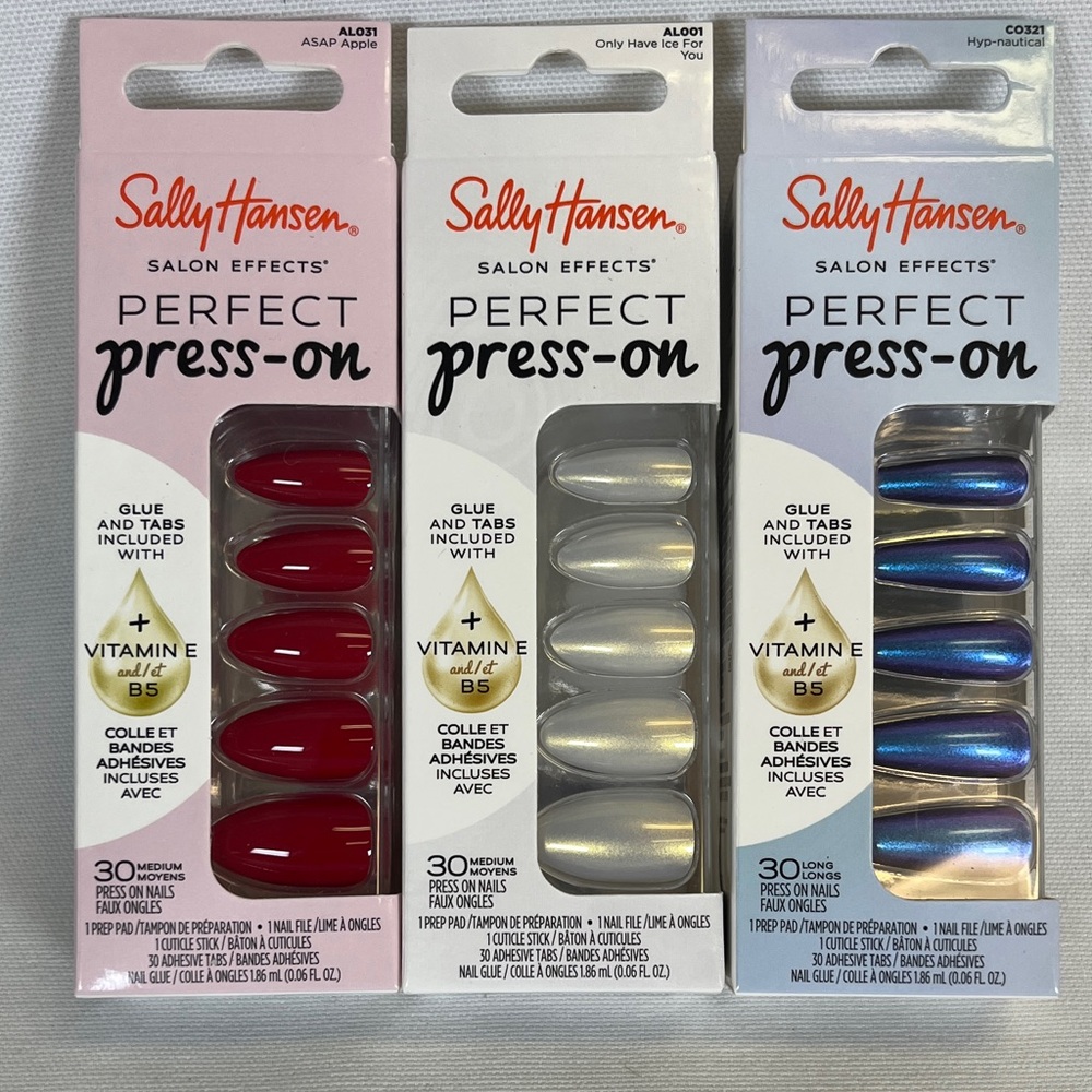 Sally Hansen Salon Effects Press On Nails 3 Pack Lot NIB